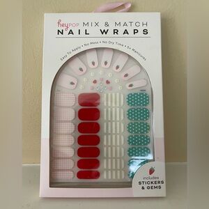 Nail Wraps - Strawberry, Green Polka Dot, Pink Plaid, Red, White Stripe